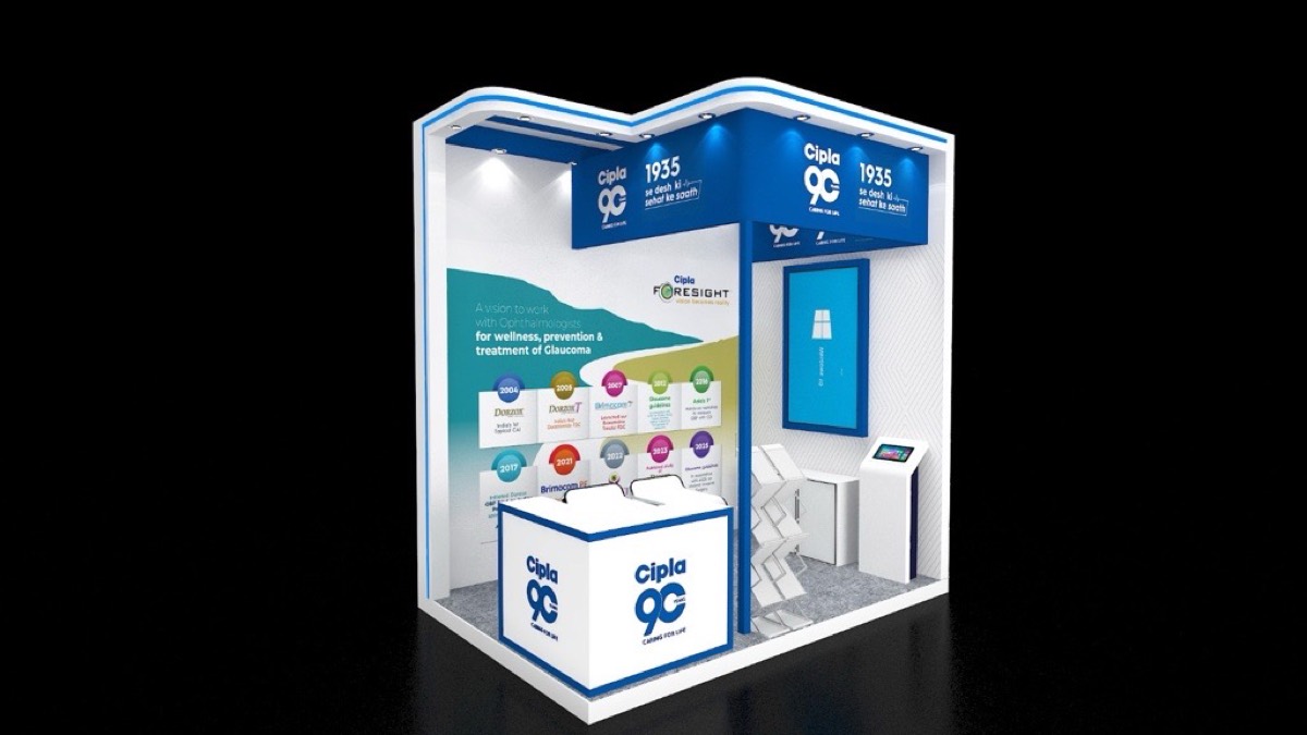 Cipla Foresight conference stall 3D render for the Glaucoma Society of India