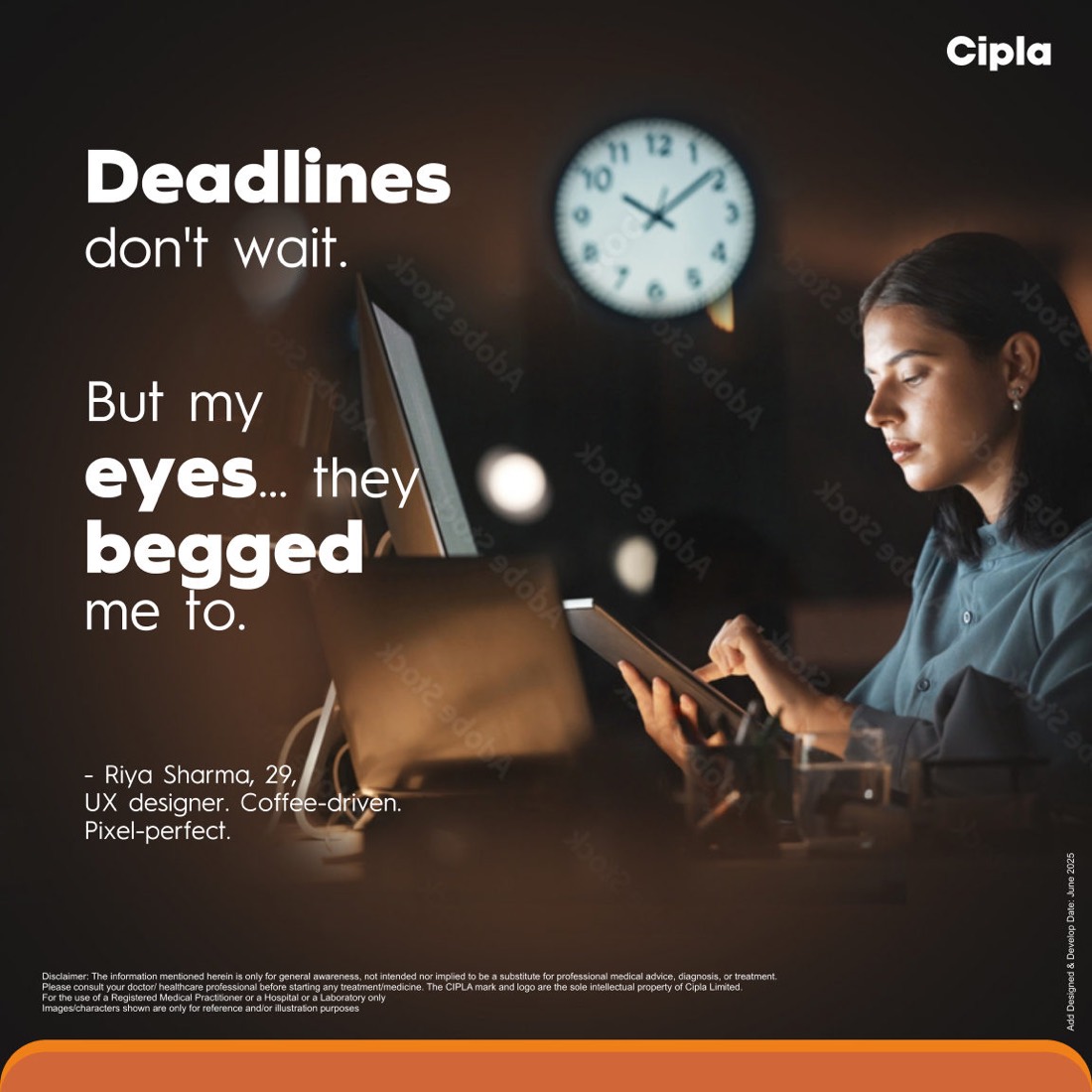 Cipla dry eye carousel, designer story: deadlines don't wait, but my eyes begged me to